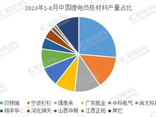 中國鋰電負極材料產(chǎn)量（1-8月）TOP10排名出爐